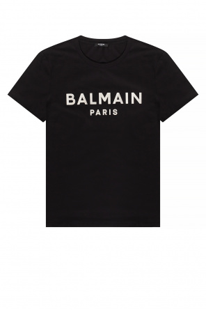 balmain signature military denim shirt