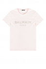 Czarny T-shirt Balmain z logo na piersi