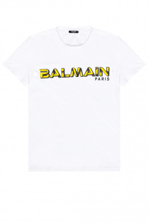 BALMAIN Cotton& Strass Logo& T-shirt