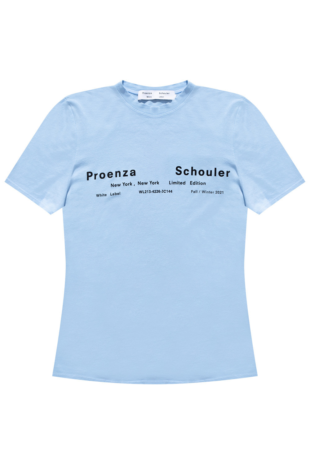 Proenza Schouler White Label Cotton Linen Tapered Pants Blau Logo-printed T-shirt