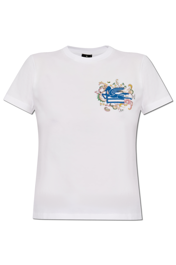 T-shirt with embroidered logo od Etro