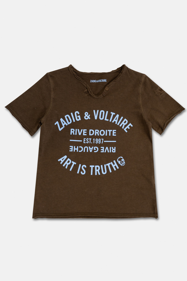 Zadig & Voltaire Kids Kids embroidered logo cotton T-shirt Gelb