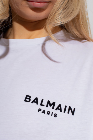 Balmain and balmain logo-embossed leather shoulder bag Black