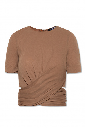 balmain frill-trim Kids T-Shirt mit Logo-Stickerei Rot