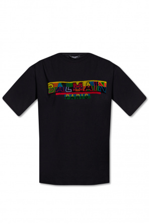 Balmain Kids TEEN logo print cotton T-shirt
