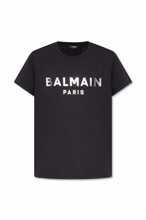 balmain logo print short sleeve hoodie item