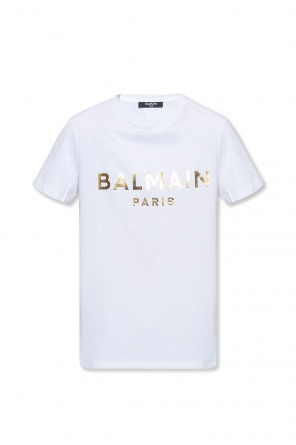logo t shirt button-embellished balmain t shirt sdm