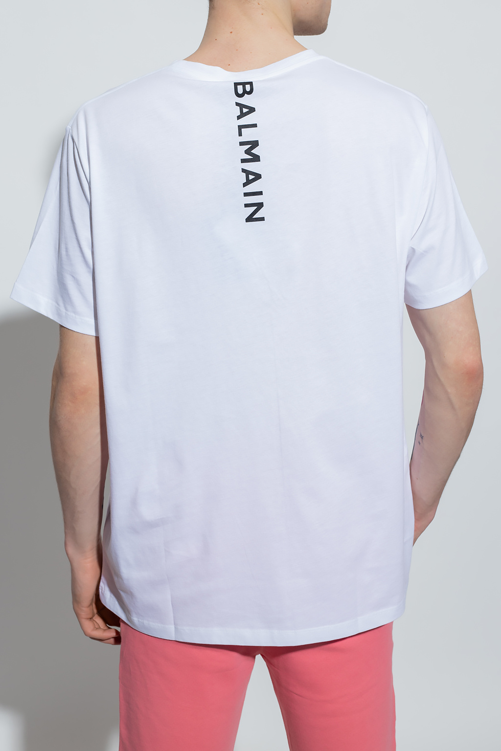 balmain Pelzbesatz Logo T-shirt