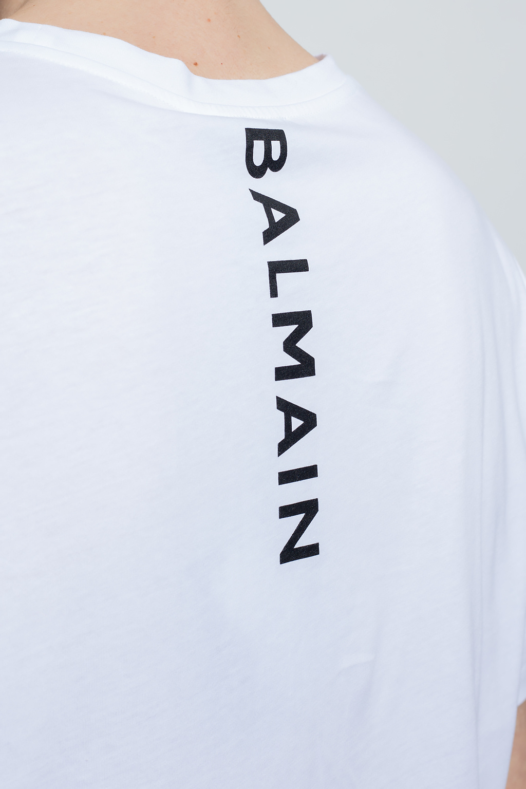 balmain Pelzbesatz Logo T-shirt