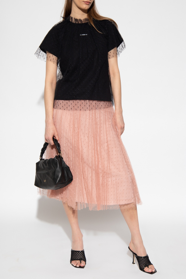 Red valentino Sweatshirt T-shirt with tulle trims
