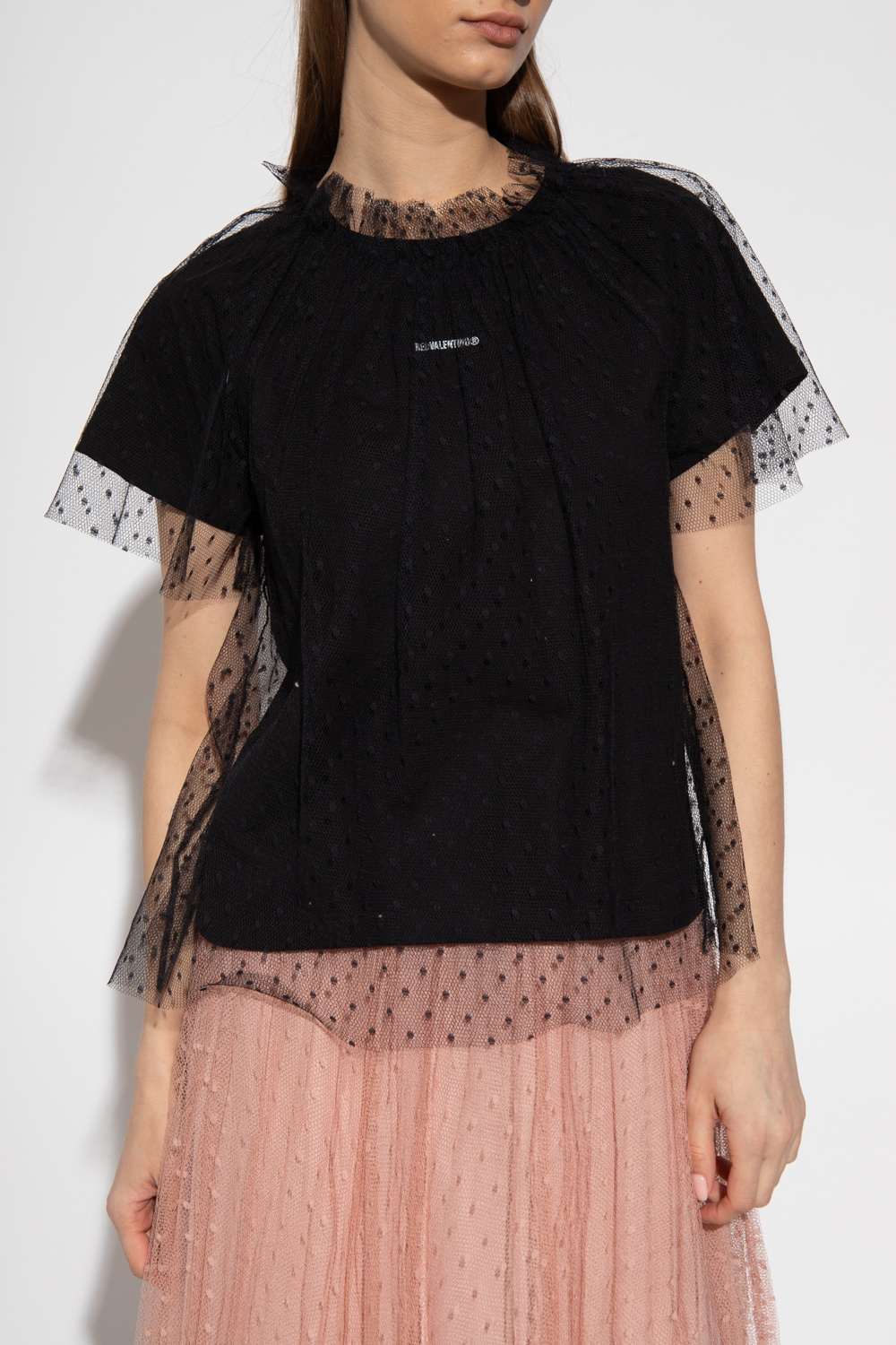 Red Valentino T-shirt with tulle trims