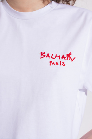 Balmain Cropped T-shirt with logo