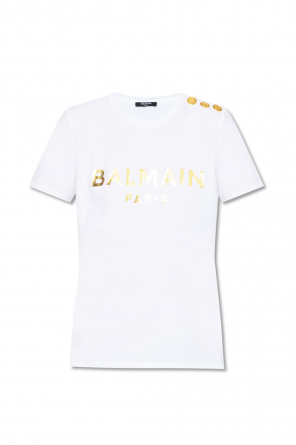 balmain striped logo print t shirt item