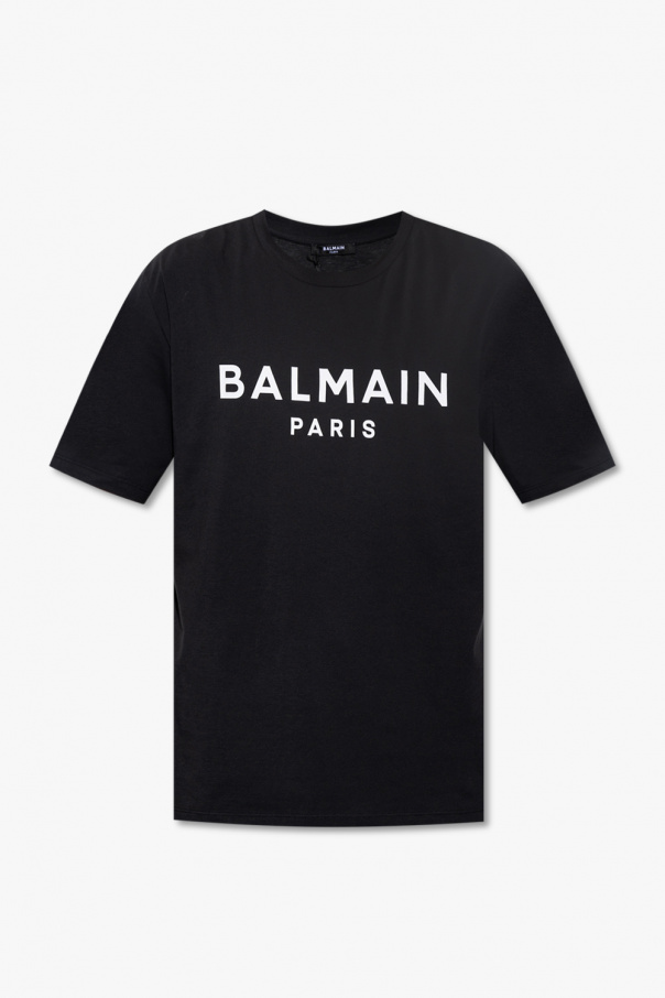 balmain faux-fur Logo T-shirt