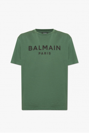 Czarna eko bawełniana bluza z małym flokowanym logo Balmain Paris na piersi
