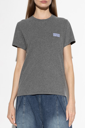 American Vintage Camiseta de algodón con logo estampado