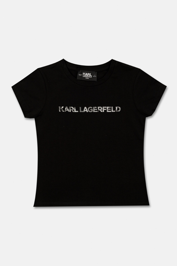 Karl Lagerfeld Kids neck slub t shirts