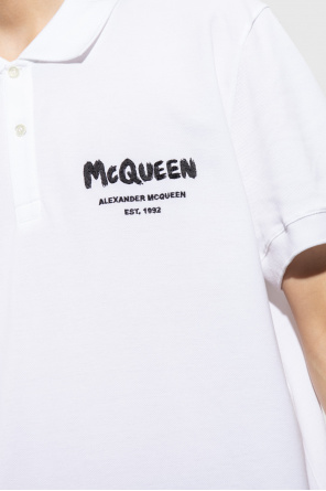 Alexander McQueen mens mink brook linear logo polo shirt black