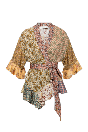 Seidene Bluse mit Bindeband