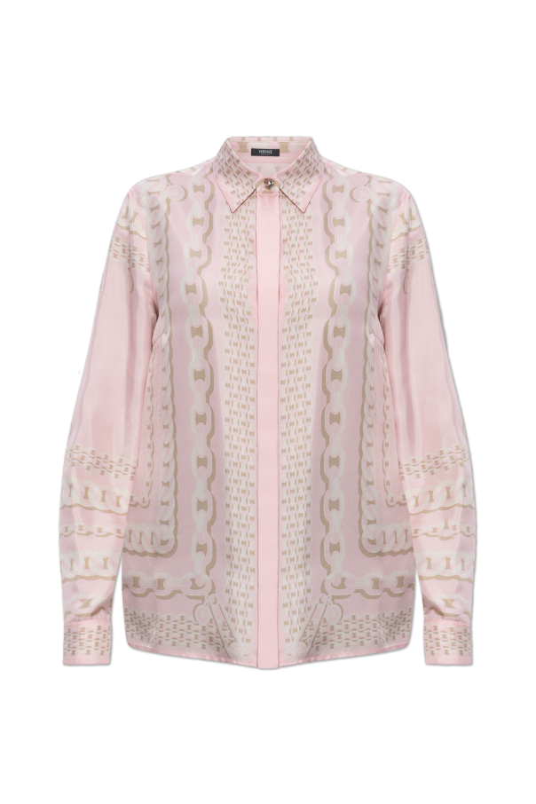 Versace Camisa de seda con tapeta oculta