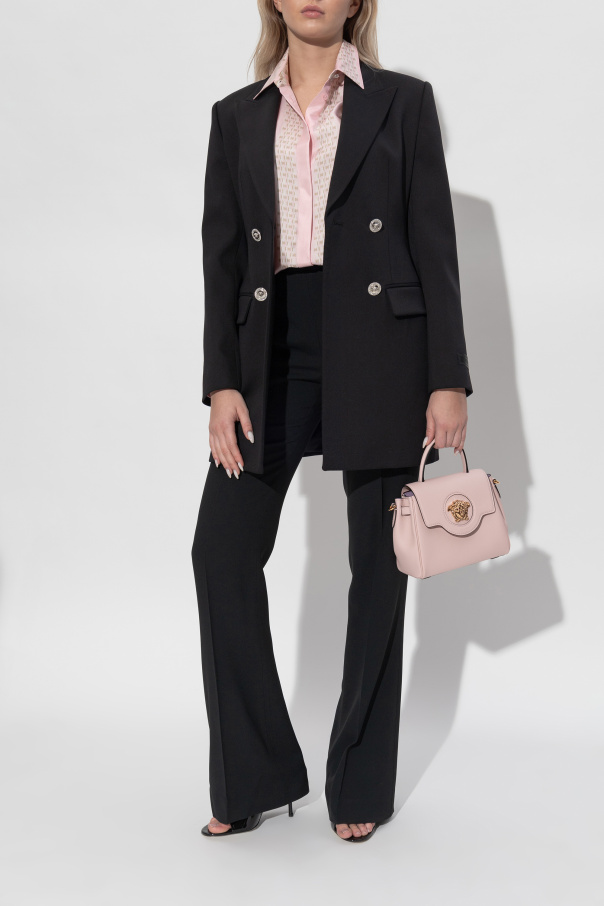 Versace Camisa de seda con tapeta oculta