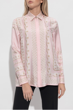 Versace Camisa de seda con tapeta oculta