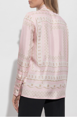 Versace Camisa de seda con tapeta oculta