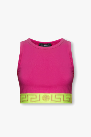 DKNY Grå t-shirt med rund halsringning och tejpad logga