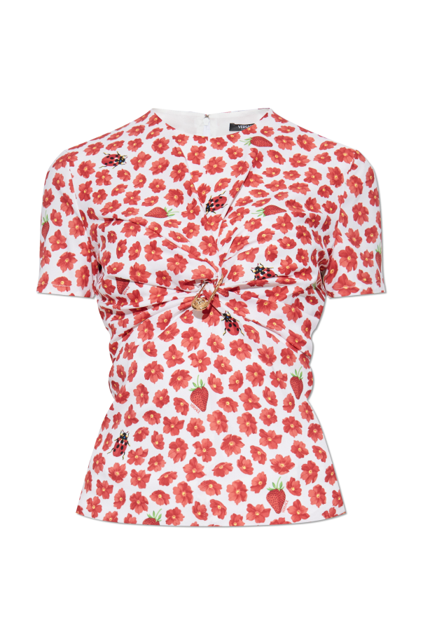 Versace Top de seda con motivo floral