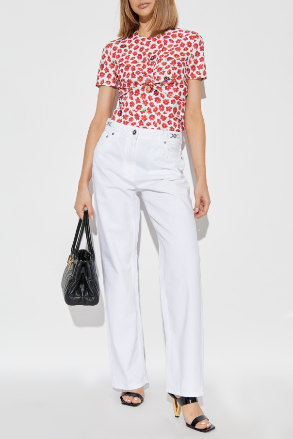 Versace Top de seda con motivo floral