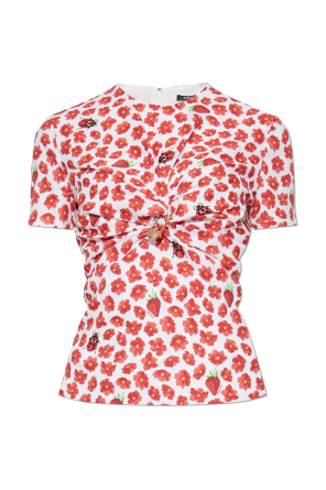 Jedwabny top z motywem kwiatowym