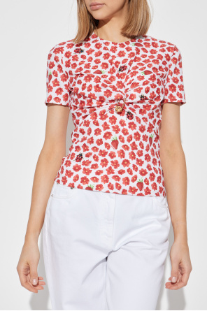 Versace Top de seda con motivo floral