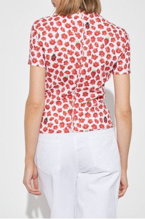 Versace Top de seda con motivo floral