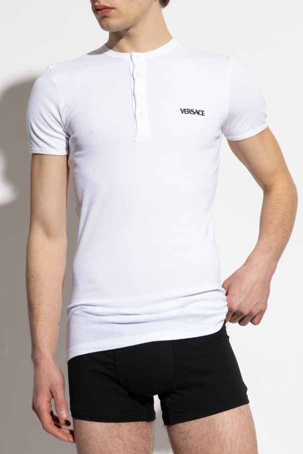 Versace Camiseta de ropa interior con logo bordado