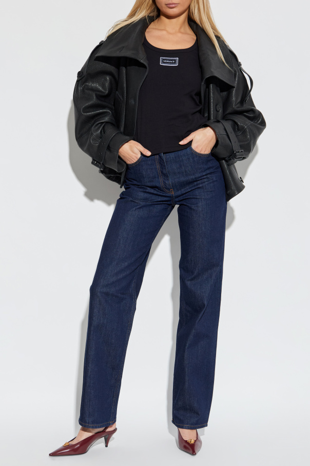 Versace Top de canalé sin mangas