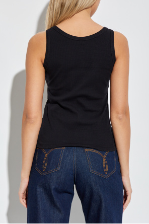 Versace Top de canalé sin mangas