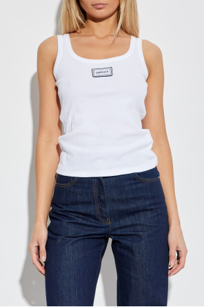 Versace Top de canalé sin mangas
