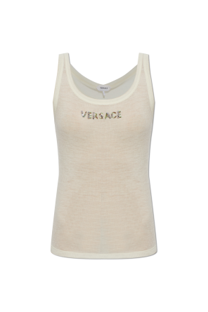 Wool top with shimmering logo