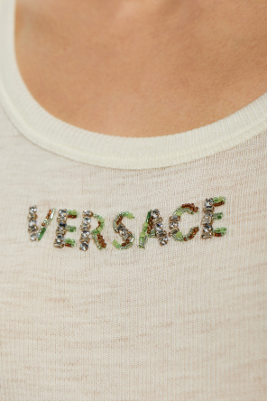 Versace Vlnený top s lesklým logom