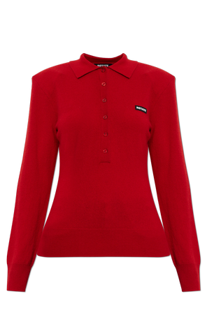Wool polo shirt with long sleeves