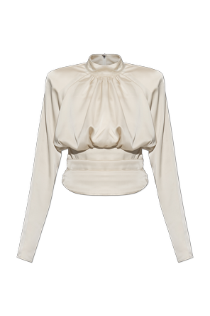 Top satinat cu drapaj