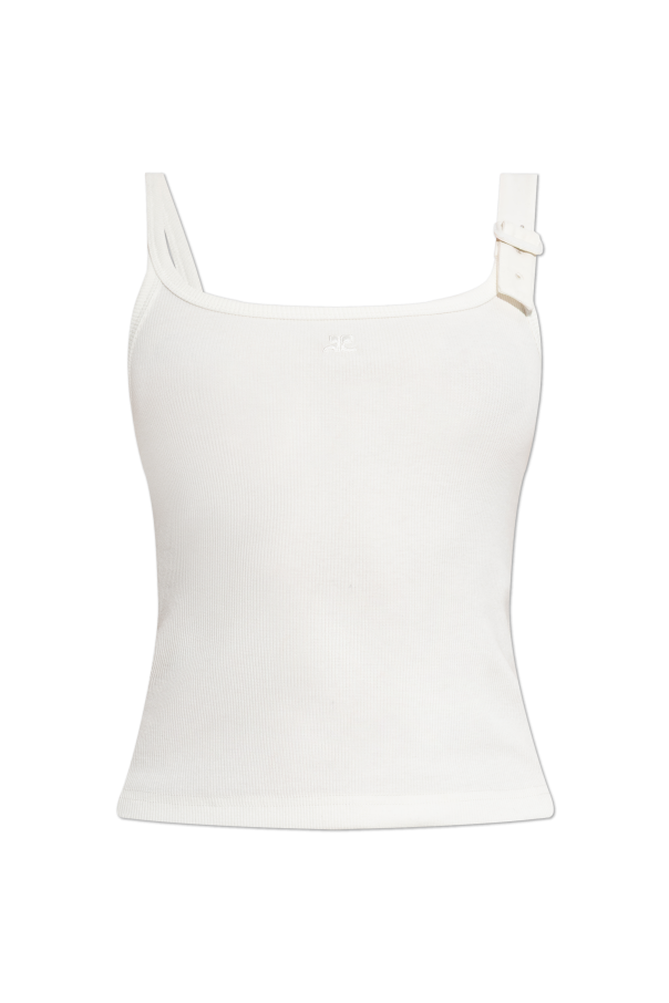 Courrèges Geripptes ärmelloses Top