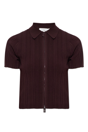 Ribbed cardigan with short sleeves