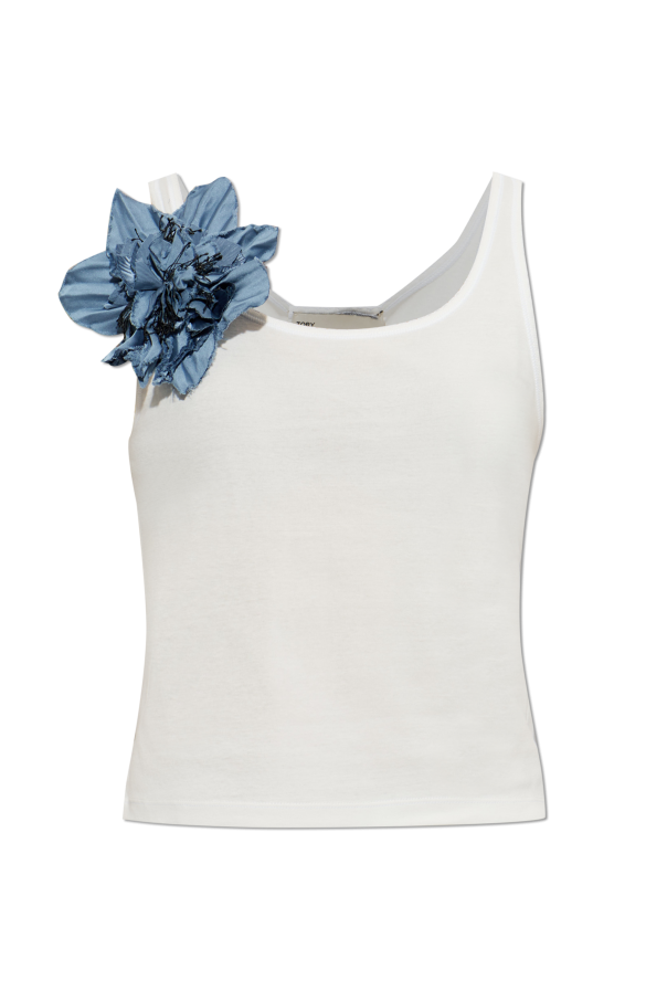 Turtleneck with a floral motif pin od Tory Burch