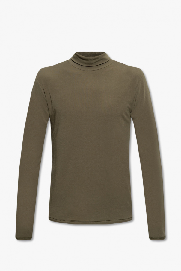 logo-jacquard trim bodycon T-shirt Turtleneck sweater with long sleeves