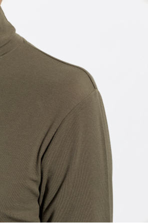 logo-jacquard trim bodycon T-shirt Turtleneck sweater with long sleeves