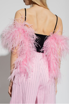 The Attico Top with ostrich feathers