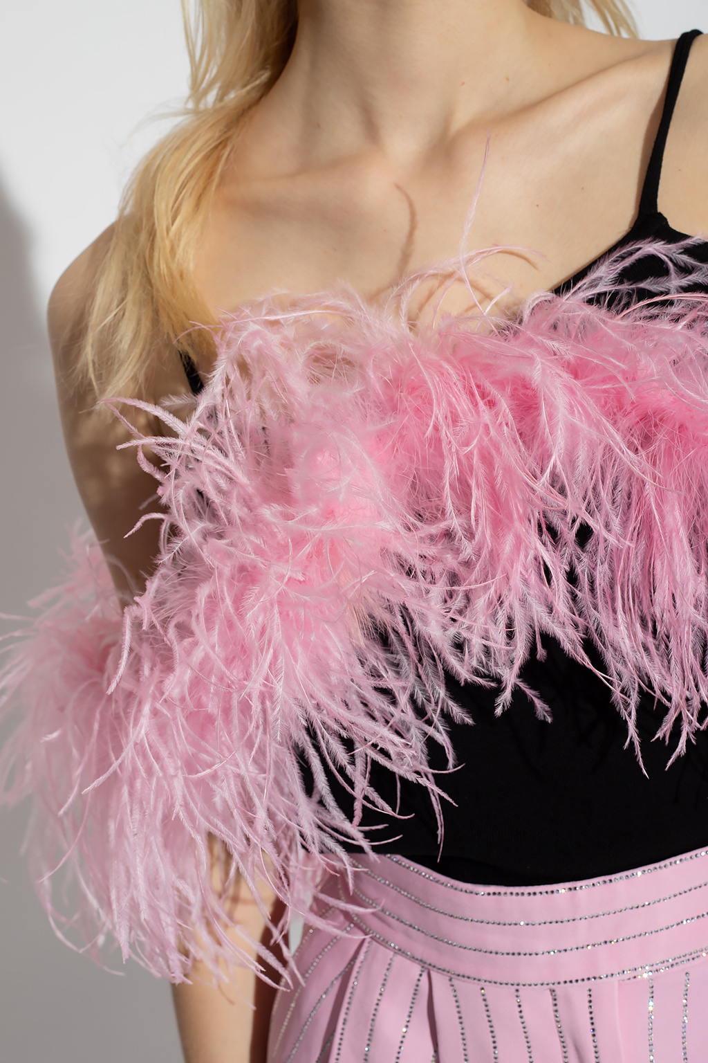 The Attico Top with ostrich feathers