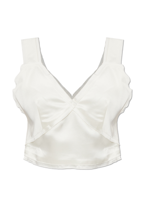 Short satin top with `vintage` effect
