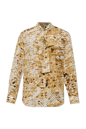 Silk shirt with decorative tie at the neckline